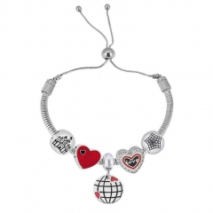 Stainless Steel Adjustable Snake Chain Bracelet with charms  CL5090