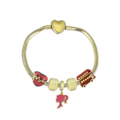 Stainless Steel Heart Snake Chain charms Bracelet  XK5457