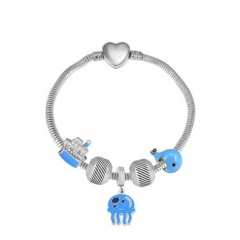 Stainless Steel Heart Snake Chain charms Bracelet  XK5390