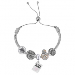 Stainless Steel Adjustable Snake Chain Bracelet with charms  CL5105