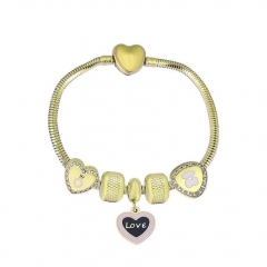Stainless Steel Heart Snake Chain charms Bracelet  XK5242