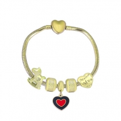 Stainless Steel Heart Snake Chain charms Bracelet  XK5238
