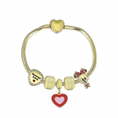 Stainless Steel Heart Snake Chain charms Bracelet  XK5239