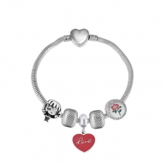 Stainless Steel Heart Snake Chain charms Bracelet  XK5118