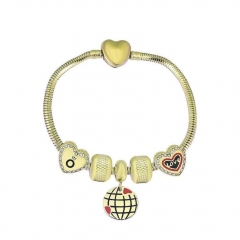 Stainless Steel Heart Snake Chain charms Bracelet  XK5222