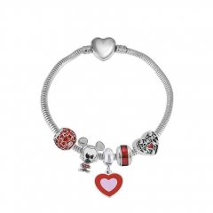 Stainless Steel Heart Snake Chain charms Bracelet  XK5108