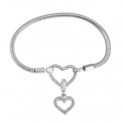 Stainless Steel Heart Charms Bracelet Women Luxury PDM019