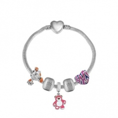 Stainless Steel Heart Snake Chain charms Bracelet  XK5423