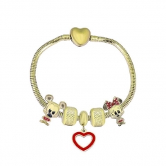 Stainless Steel Heart Snake Chain charms Bracelet  XK5231
