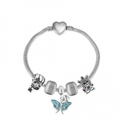 Stainless Steel Heart Snake Chain charms Bracelet  XK5428