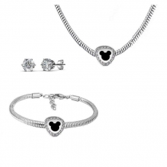 Stainless Steel Charm Necklace Bracelet Earring Jewelry Set PDS212